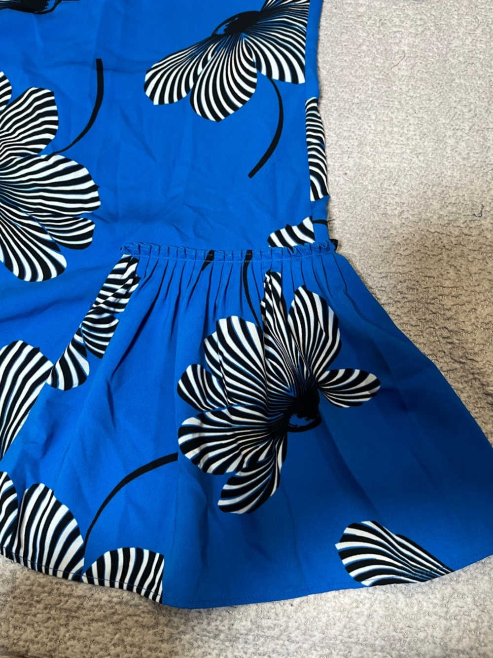 Ann Taylor Factory Blue Poppy Floral Drop Waist Flounce Shift Dress Size 2 - Picture 6 of 16